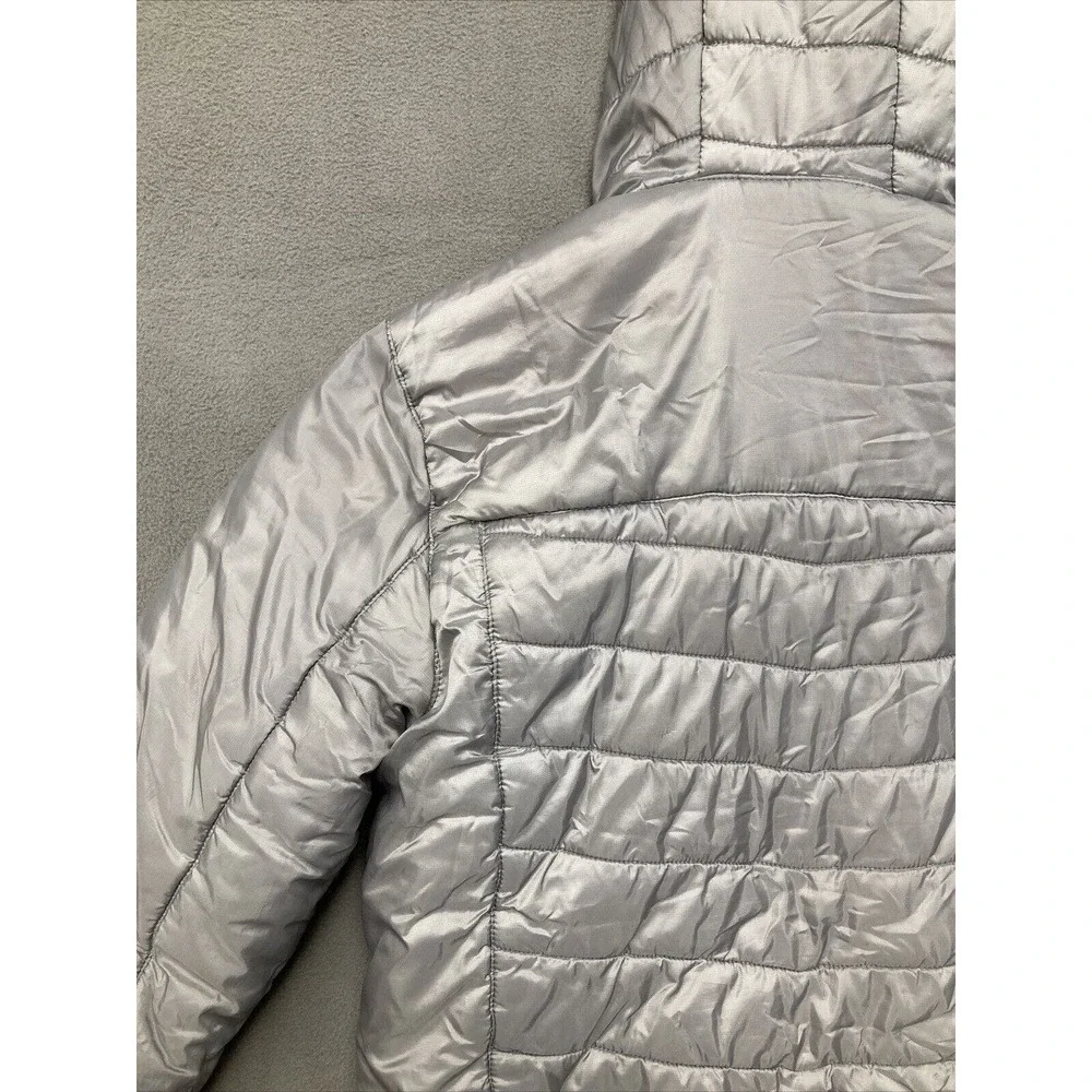 Eddie Bower Puffer Jacket Girls L 14/16 Grey Pink Zip Hooded Warm